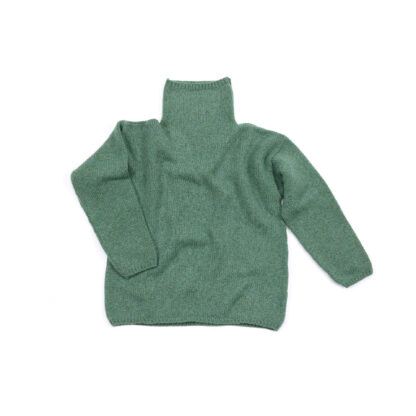 Womens Sage Green Merino Wool Funnel Neck Jumper 2