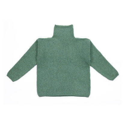 Womens Sage Green Merino Wool Funnel Neck Jumper 3