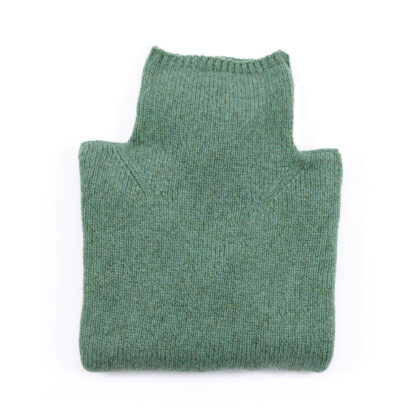 Womens Sage Green Merino Wool Funnel Neck Jumper