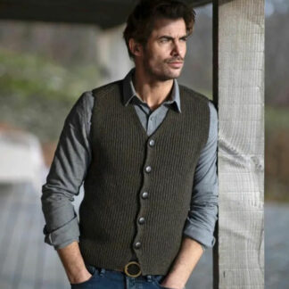 Mens Sleeveless Wool Waistcoat Acorn 682