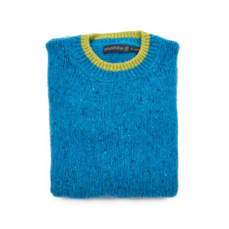 The Slaney Womens Turquoise Crew Neck Wool and Cashmere Jumper