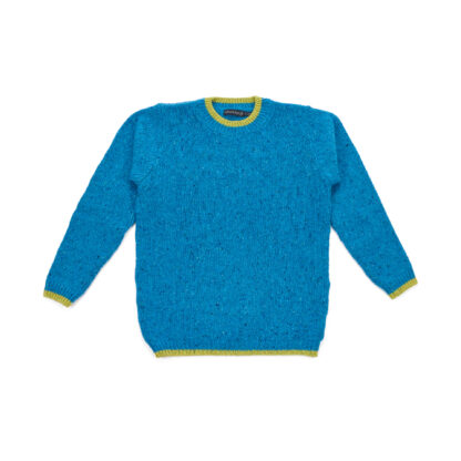 The Slaney Womens Turquoise Crew Neck Wool and Cashmere Jumper Flat