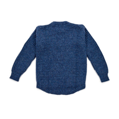 Chunky Rib Crew Neck Denim Blue Alpaca and Wool Jumper Back