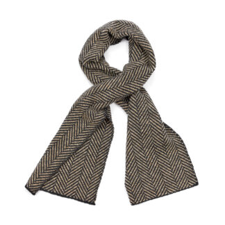 Irish Black and White Herringbone Mohair and Lambswool Scarf