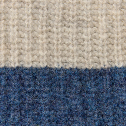 Irish Ribbed Striped Alpaca and Wool Scarf Denim and Cloud Detail