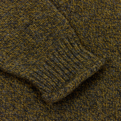 Mens Crew Neck Tapenade Merino Wool and Cashmere Jumper Detail of Sleeve