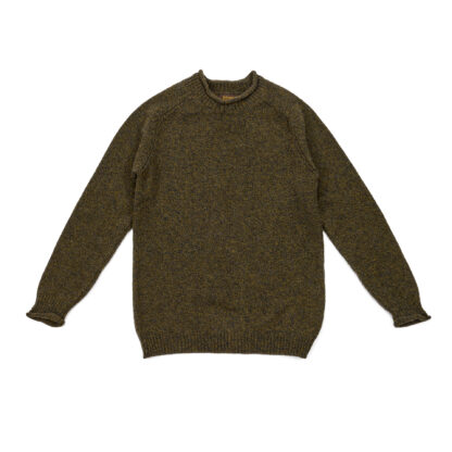 Mens Crew Neck Tapenade Merino Wool and Cashmere Jumper Flat