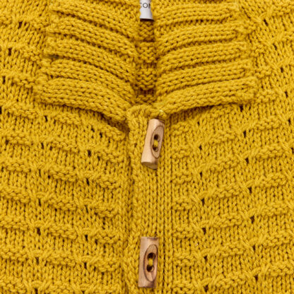 The Harvest Gold Wool Cardigan Detail of Front