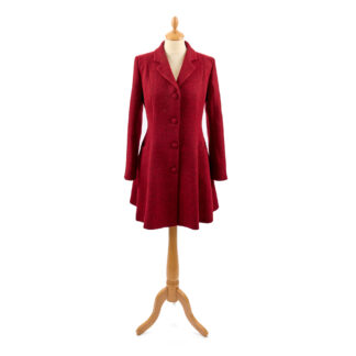 The Zoe Womens Scarlet Red Tweed Harris Coat