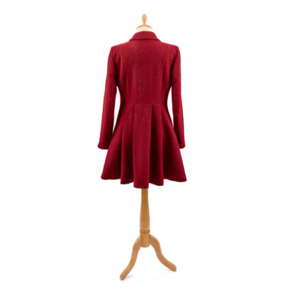 The Zoe Womens Scarlet Red Tweed Harris Coat Back View