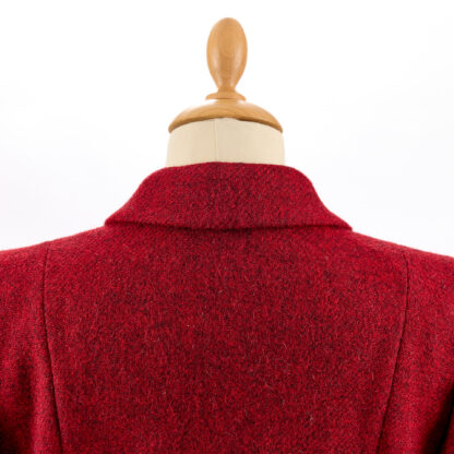 The Zoe Womens Scarlet Red Tweed Harris Coat Detail of Collar