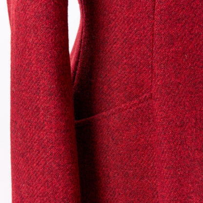 The Zoe Womens Scarlet Red Tweed Harris Coat Detail of Pocket