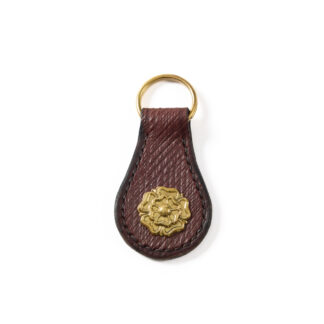Leather English Rose Key Ring