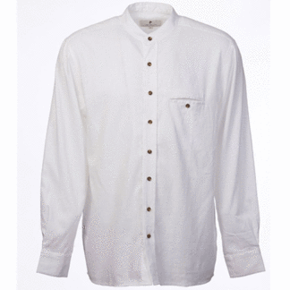 Mens Collarless Grandfather White Linen Cotton Shirt
