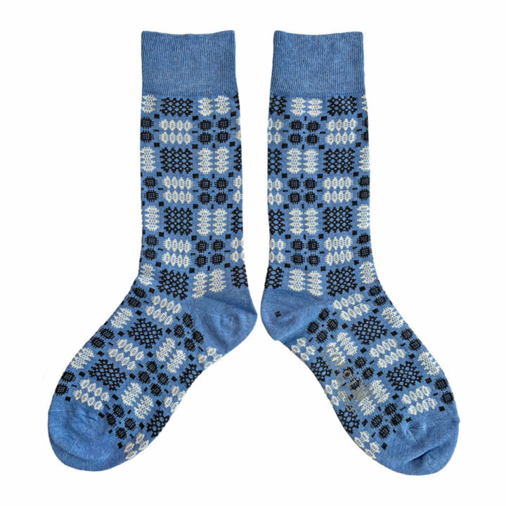 Welsh Tapestry Socks Chambray Blue