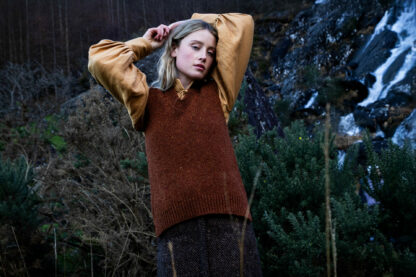 Womens Copper Donegal Wool V Neck Slipover 2